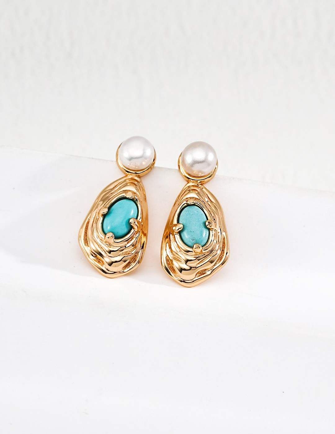 S925   WOMAN EARRING WITH PEARL AND TURQUOISE STONE