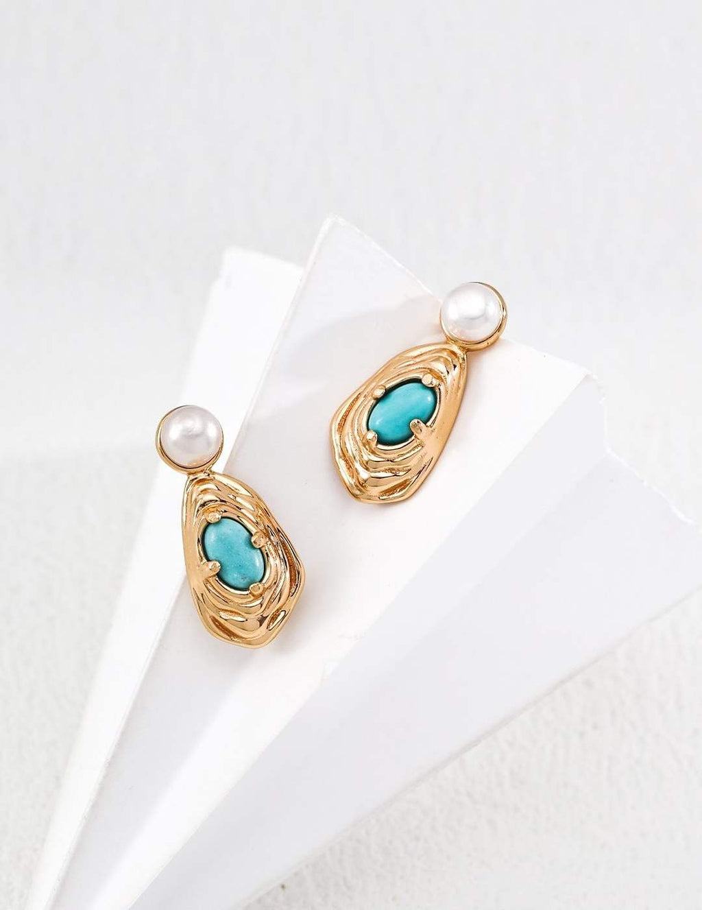 S925   WOMAN EARRING WITH PEARL AND TURQUOISE STONE