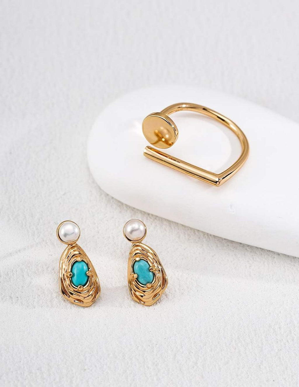 S925   WOMAN EARRING WITH PEARL AND TURQUOISE STONE