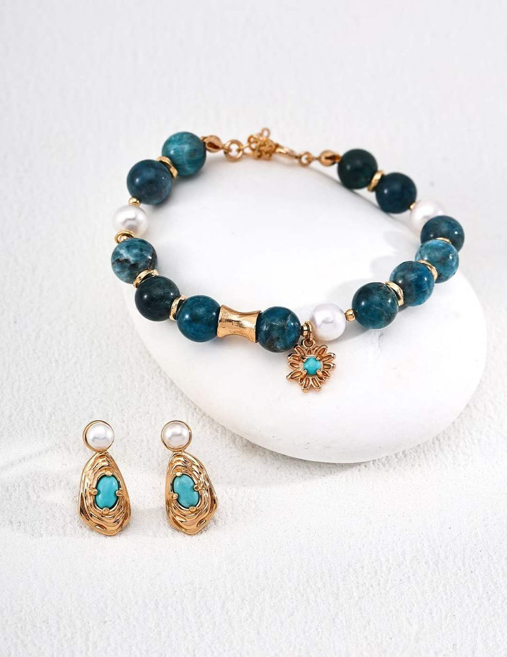 S925   WOMAN EARRING WITH PEARL AND TURQUOISE STONE